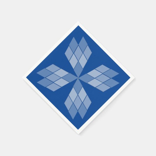 Papieren servet - Diamanten bloemblaadjes op blauw (Hoek)