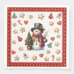 Papieren servet Eet-sneeuwman en kerstkoekjes