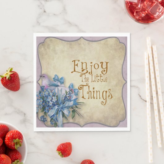 Papieren servet Geniet van kleine dingen Blauw Blo (Insitu)