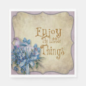 Papieren servet Geniet van kleine dingen Blauw Blo (Voorkant)