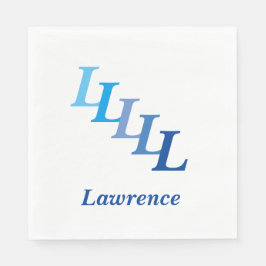 Papieren servet - Initialen met naam in blauw