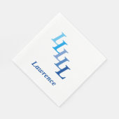 Papieren servet - Initialen met naam in blauw (Hoek)