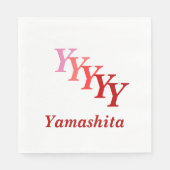 Papieren servet - Initialen met naam in rood (Voorkant)