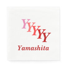 Papieren servet - Initialen met naam in rood