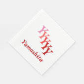 Papieren servet - Initialen met naam in rood (Hoek)