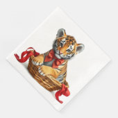 Papieren servet, kleine tijgerwelp in een mand servet (Hoek)