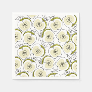 Papieren servet met appel getekend.