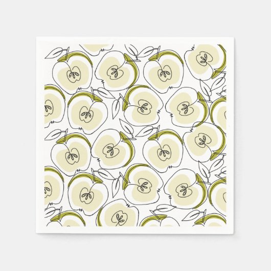 Papieren servet met appel getekend. (Voorkant)