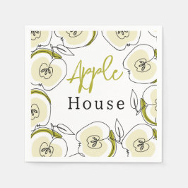 Papieren servet met appel getekend.