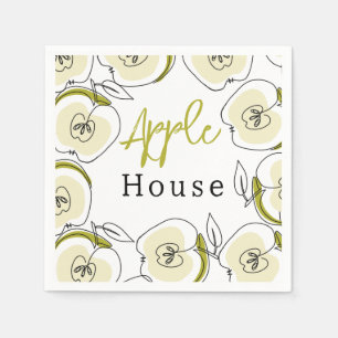 Papieren servet met appel getekend.