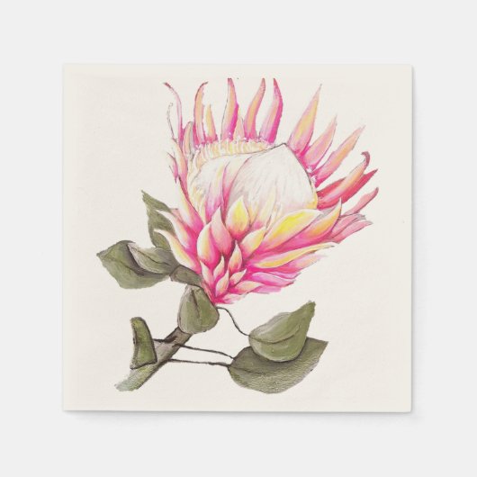 Papieren servet met King Protea (Voorkant)