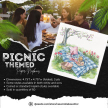 Papieren servet met picknickthema