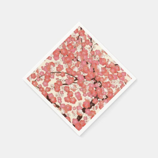 Papieren servet met roze kersenbloesem ontwerp (Hoek)