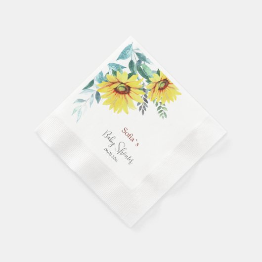 Papieren servet met waterverf zonnebloemen (Hoek)