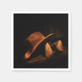 Papieren servet met western cowboyhoed en laarzen (Voorkant)