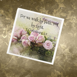 Papieren servet Roze Rozen Bloemend Faith Schrift