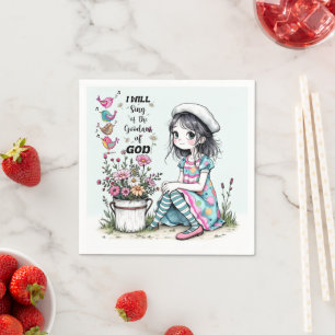 Papieren servet Schattige Whimsy Girl met kleurrij