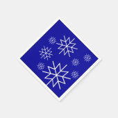 Papieren servet - Snowflakes - Wit op blauw (Hoek)