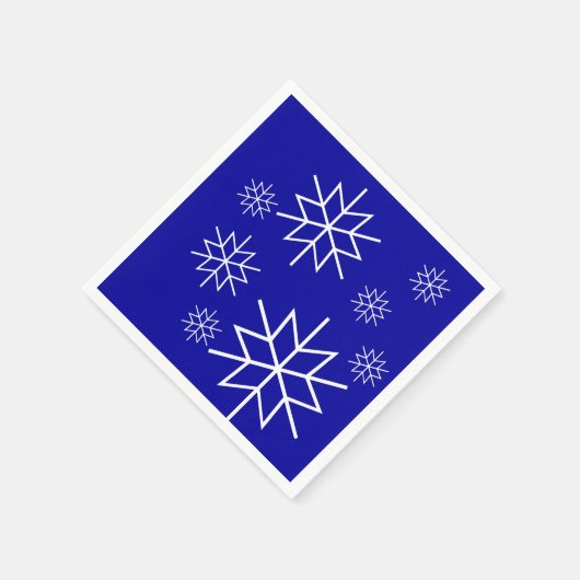 Papieren servet - Snowflakes - Wit op blauw (Hoek)
