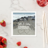 Papieren servet - Twee harten in het zand (Insitu)