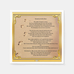 Papieren servet voetafdrukken in het zand