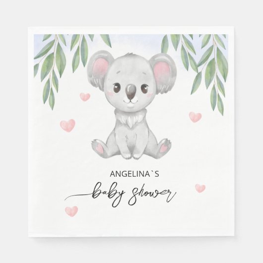 Papieren servet voor baby shower. (Voorkant)