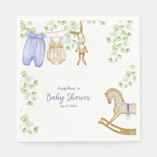 Papieren servet voor baby shower. (Voorkant)