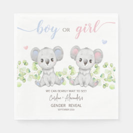 Papieren servet voor Koala Gender Reveal Party.