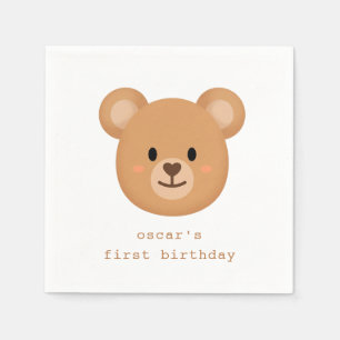 Papieren servetjes met teddybeer-gezicht voor 1e v servet