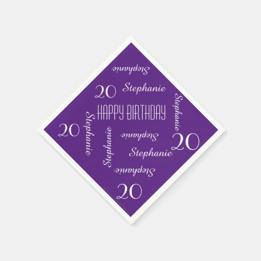 Papieren servetten, 20e verjaardagsfeestje met her servet (Hoek)