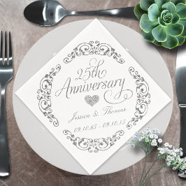 Papieren servetten 25e zilveren huwelijksjubileum