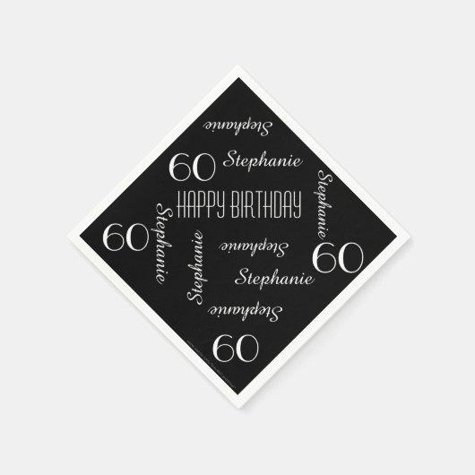 Papieren servetten, 60e verjaardagsfeest met herha servet (Hoek)