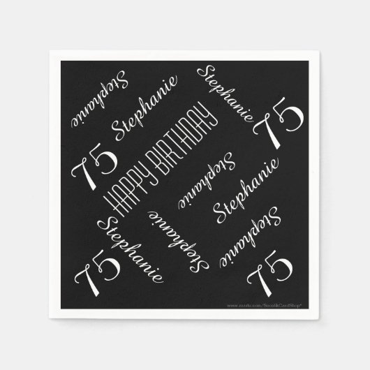 Papieren servetten, 75e verjaardagsfeestje met her servet (Voorkant)