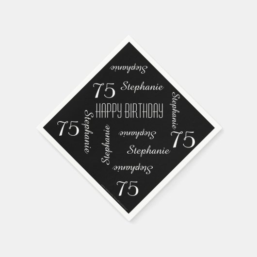Papieren servetten, 75e verjaardagsfeestje met her servet (Hoek)