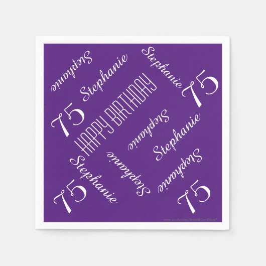 Papieren servetten, 75e verjaardagsfeestje met her servetten (Voorkant)