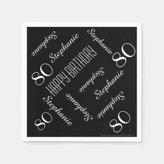 Papieren servetten, 80ste verjaardagsfeestje met h servetten (Voorkant)
