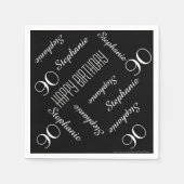 Papieren servetten 90ste verjaardag naam feest zwa (Voorkant)