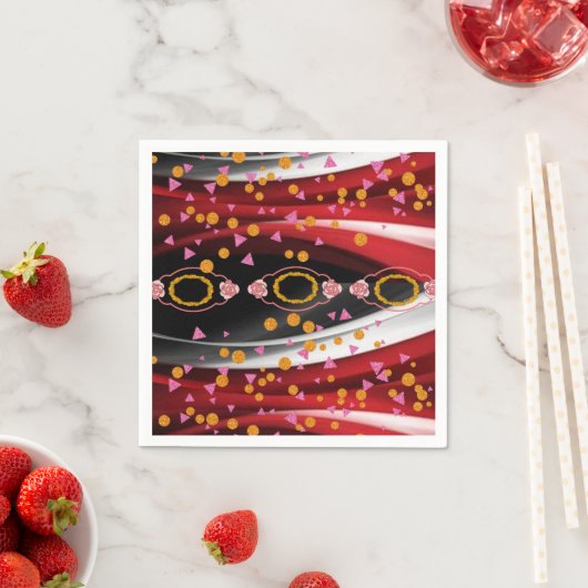 Papieren servetten, Abstract rood zwart wit Servet (Insitu)