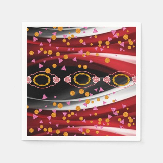 Papieren servetten, Abstract rood zwart wit Servet (Voorkant)