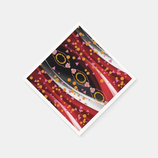 Papieren servetten, Abstract rood zwart wit Servet (Hoek)