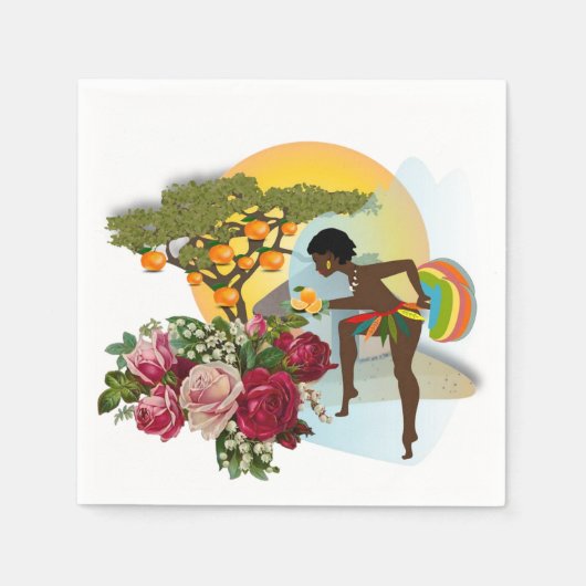 Papieren servetten, Afrikaans Vrouw Sinaasappels B Servet (Voorkant)