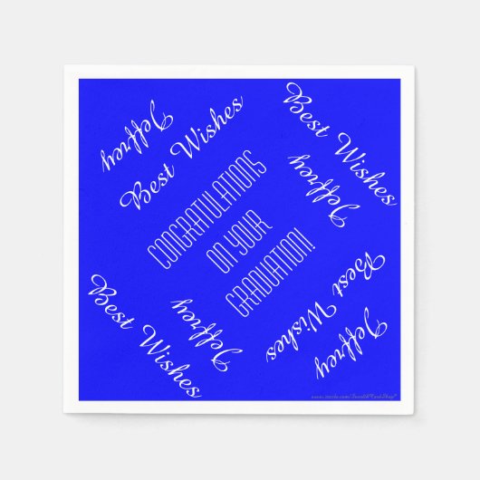 Papieren servetten, afstudeerfeest namen blauw wit servet (Voorkant)