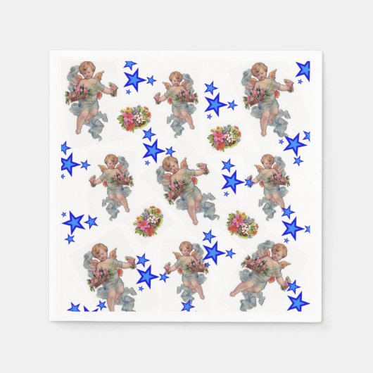 Papieren servetten, Angel Blue Stars Servet (Voorkant)