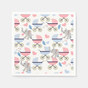 Papieren servetten Babywagen Olifant Ooievaar 