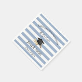 Papieren servetten Blauw & Wit Streep Afgestudeerd (Hoek)
