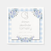 PAPIEREN SERVETTEN | Bloemmonogram Blue Gingham (Voorkant)