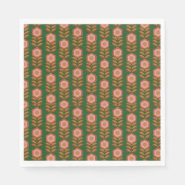 Papieren servetten - bloemmotief op groen