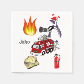 Papieren servetten, Brandweerman Vuurpinguïn Servet (Voorkant)