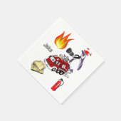 Papieren servetten, Brandweerman Vuurpinguïn Servet (Hoek)