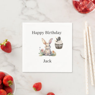 Papieren servetten, Cute Rabbit Floral Cupcake Servet